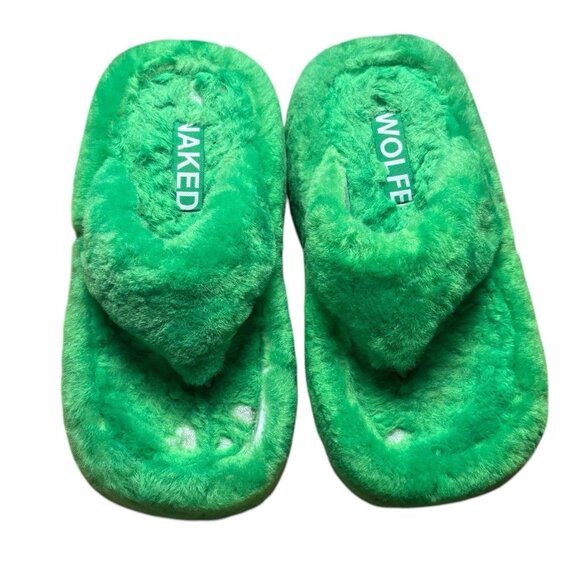Naked Wolfe Platform Flip Flop Sandal The dreamer shearling Wool Sz 9 Green - Picture 8 of 15